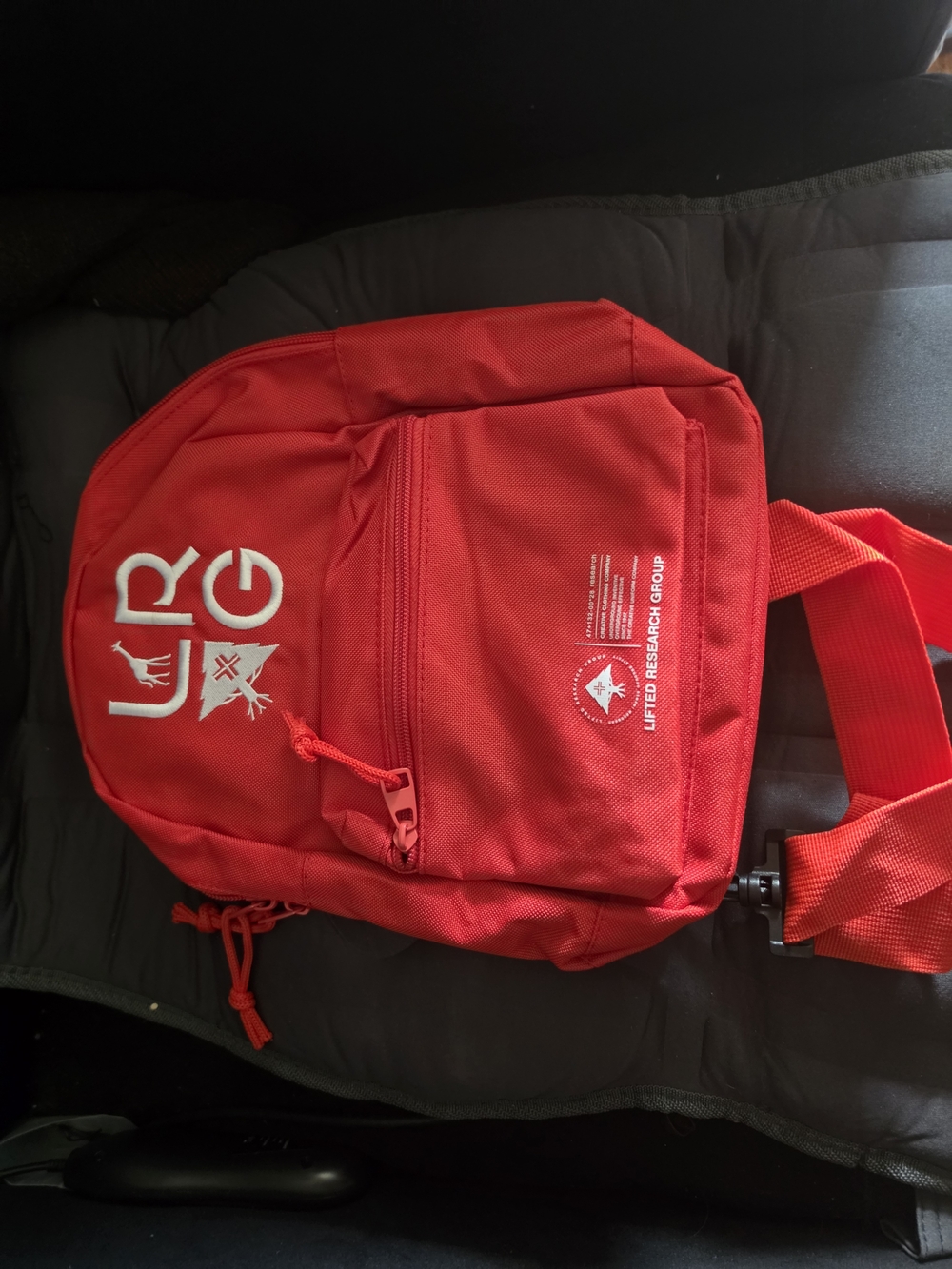 Lrg Red Crossbody Sling Bag with White Logo